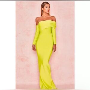 RARE House Of CB ‘Nalani’ Yellow Bandage Maxi Dress Gown S